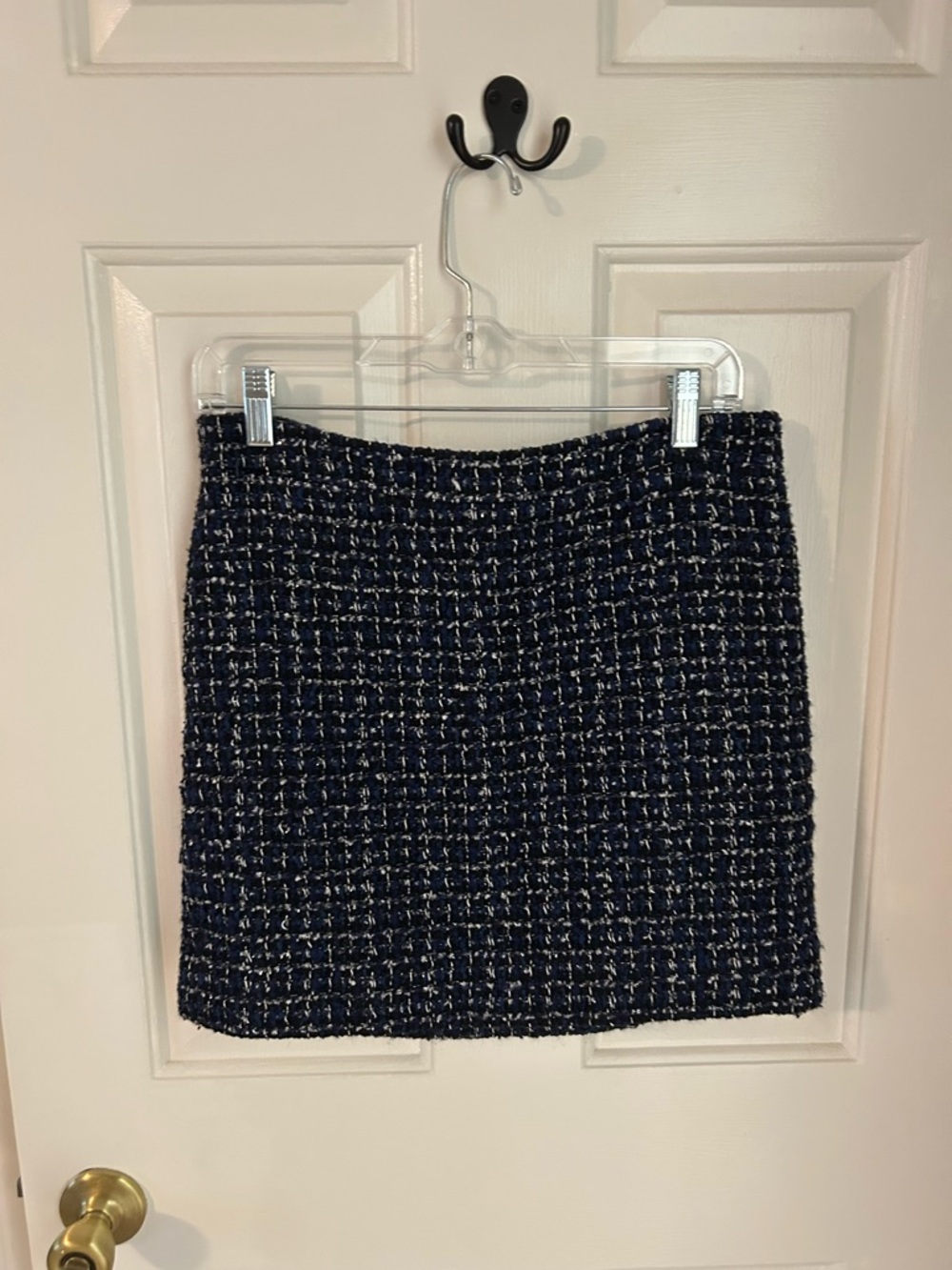 J. Crew Navy and White Tweed Mini Skirt
